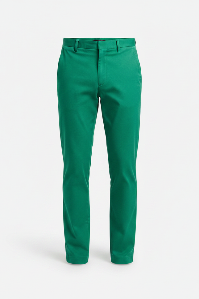 Pantalon Chino Vert Homme Coupe Droite Décontracté Coton - Gabardine - vue 3