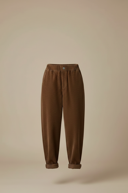 Pantalon Chino Marron Côtelé Ample Décontracté - Cordé - vue 3