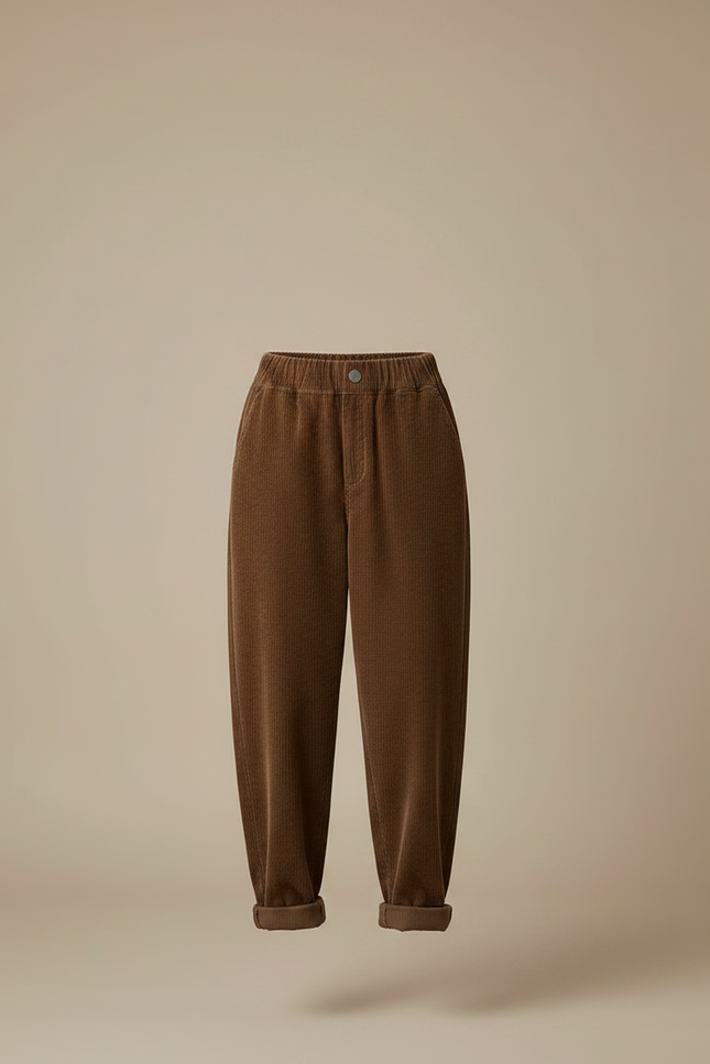 Pantalon Chino Marron Côtelé Ample Décontracté - Cordé - vue 3