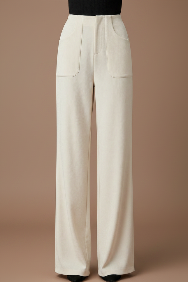 Pantalon Chino Femme Beige Large Coton - Gabardine - vue 3