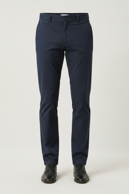 Pantalon Chino Bleu Marine Coton Slim Homme Élégant - vue 3