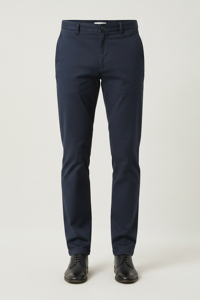 Pantalon Chino Bleu Marine Coton Slim Homme Élégant - vue 3