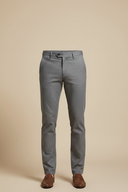 Pantalon Chino Gris Slim Élégant Moderne - Laine - vue 3