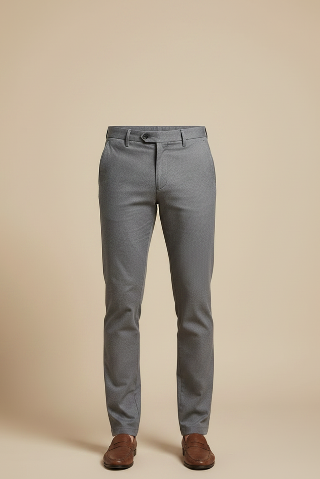 Pantalon Chino Gris Slim Élégant Moderne - Laine - vue 3