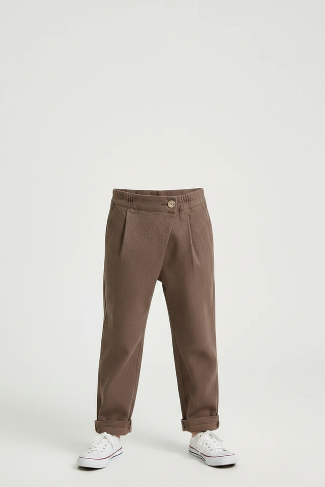 Pantalon Chino Marron Coton Ample Décontracté Garçon - vue 3