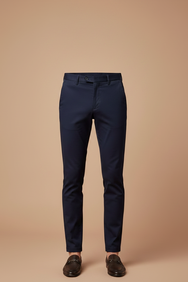 Pantalon Chino Bleu Marine Slim Élégant Homme - Coton - vue 3