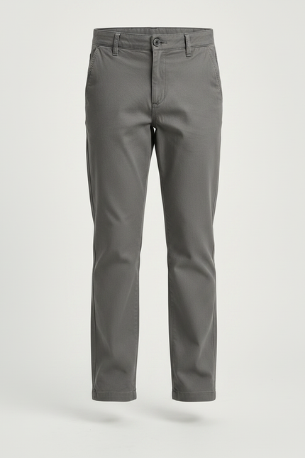 Pantalon Chino Gris Coton Droit Enfant Décontracté - vue 3