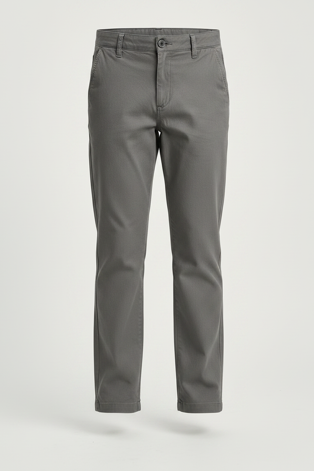 Pantalon Chino Gris Coton Droit Enfant Décontracté - vue 3