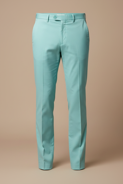 Pantalon Chino Turquoise Homme Slim Élégant Coton - Vert - vue 3