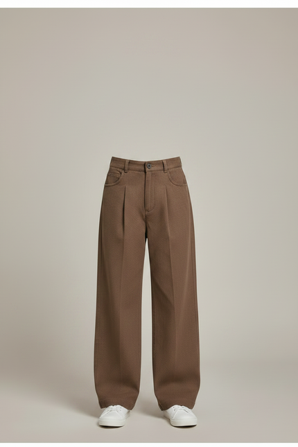 Pantalon Chino Marron Ample Plissé Enfant - Gabardine - vue 3