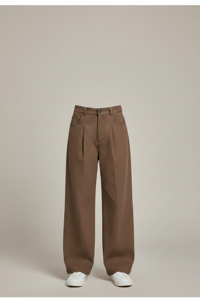 Pantalon Chino Marron Ample Plissé Enfant - Gabardine - vue 3