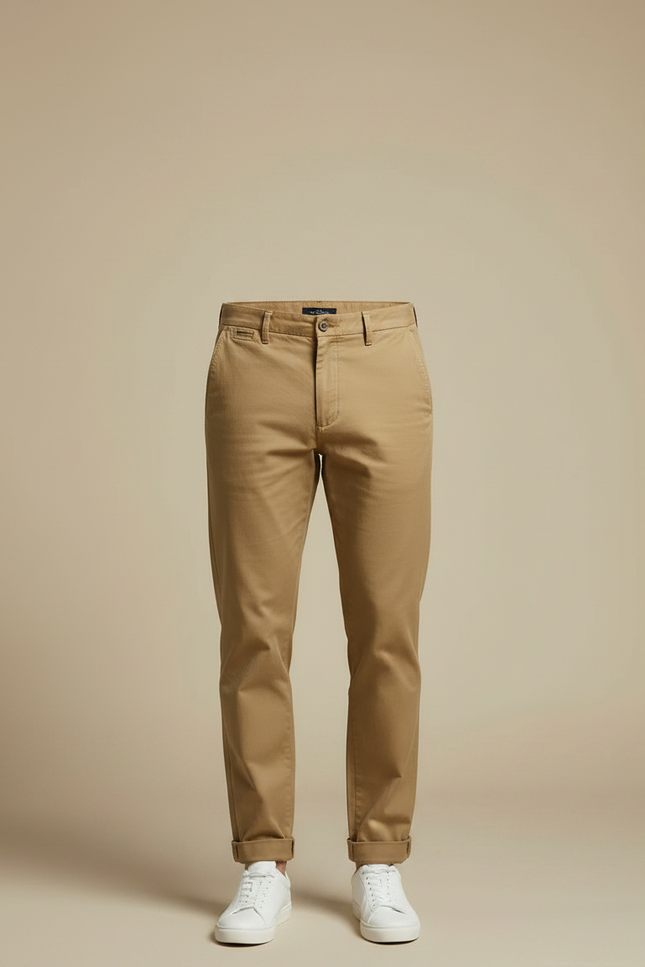 Pantalon Chino Kaki Coton Décontracté Droit Homme - vue 3