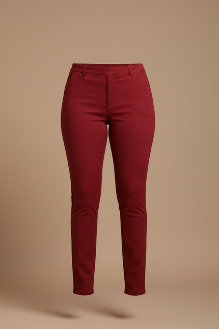 Pantalon Chino Femme Bordeaux Slim Confortable Élégant - Coton - vue 3