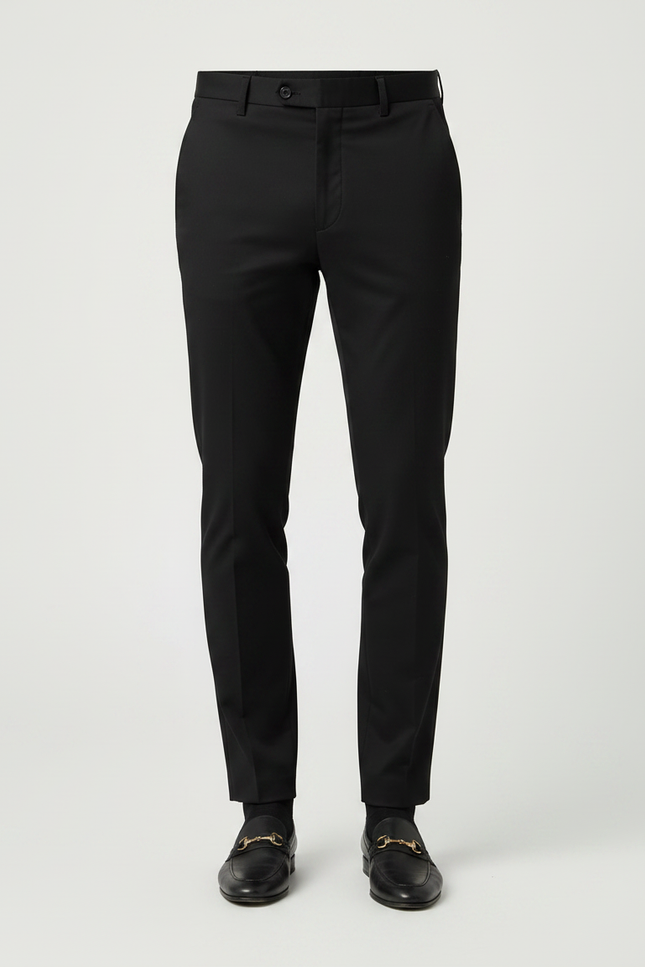 Pantalon Chino Homme Noir Slim Élégant Décontracté - Gabardine - vue 3