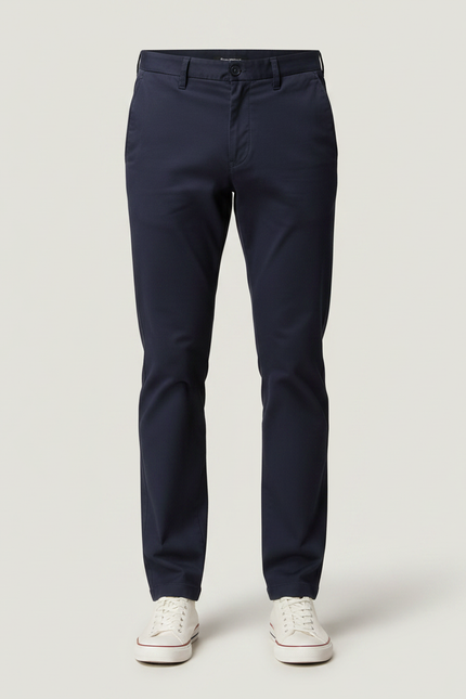 Pantalon Chino Marine Coton Droit Confortable Homme - vue 3