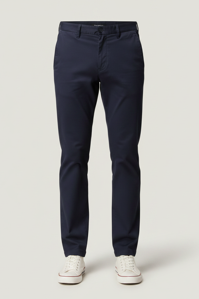 Pantalon Chino Marine Coton Droit Confortable Homme - vue 3