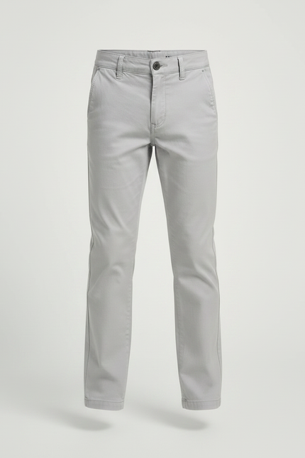 Pantalon Chino Gris Coton Slim Enfant Confortable - Gabardine - vue 3