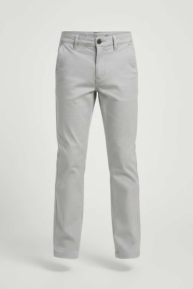 Pantalon Chino Gris Coton Slim Enfant Confortable - Gabardine - vue 3