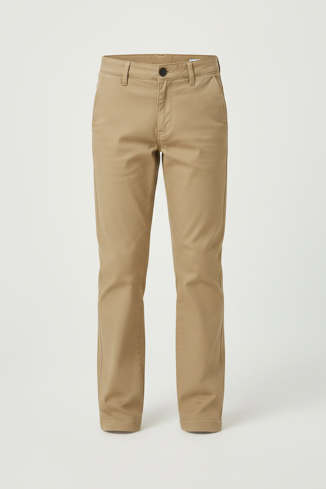 Pantalon Chino Garçon Beige Droit Coton - Kaki Gabardine - vue 3