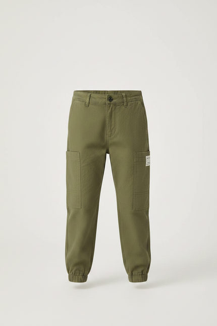 Pantalon Chino Elastique Cheville - Kaki Gabardine - vue 3
