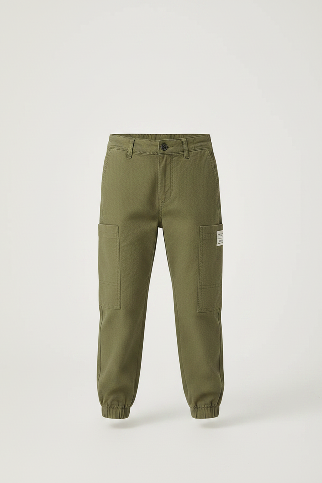 Pantalon Chino Elastique Cheville - Kaki Gabardine - vue 3