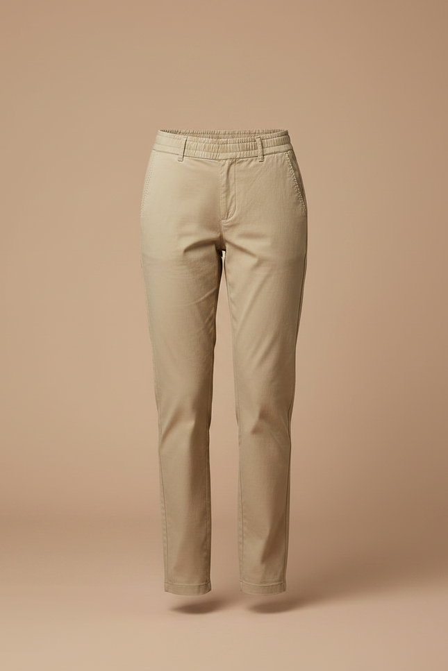 Pantalon Chino Kaki Coton Stretch Droit Femme - vue 3