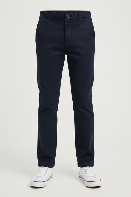 Pantalon Chino Marine Coton Droit Décontracté Enfant - vue 3
