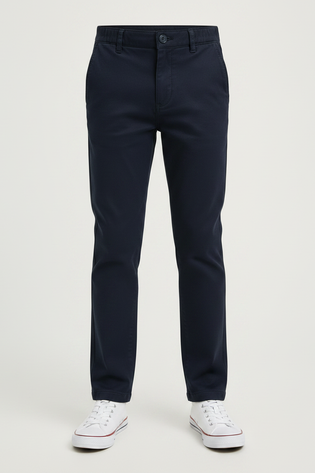 Pantalon Chino Marine Coton Droit Décontracté Enfant - vue 3