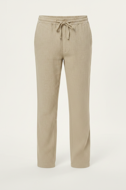 Pantalon Chino Beige Lin Cordon Décontracté Garçon - vue 3