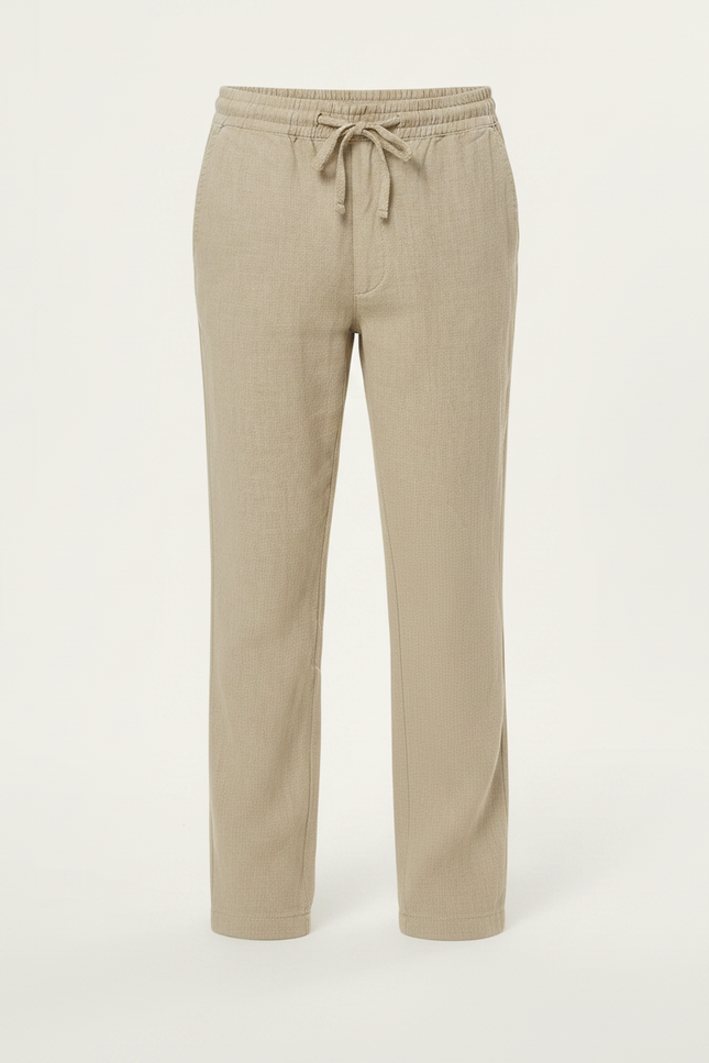 Pantalon Chino Beige Lin Cordon Décontracté Garçon - vue 3