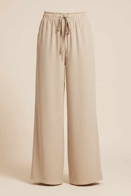 Pantalon Chino Beige Ample Fluide Décontracté Femme - Viscose - vue 3