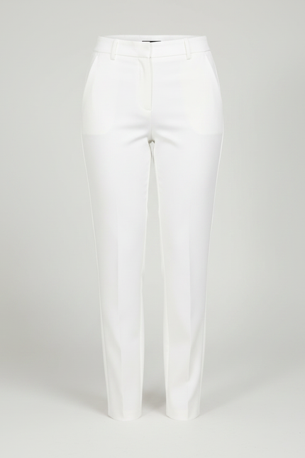 Pantalon Chino Blanc Droit Ajusté Élégant Femme - Gabardine - vue 3