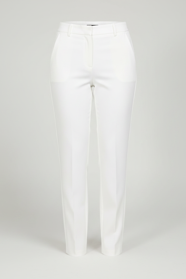 Pantalon Chino Blanc Droit Ajusté Élégant Femme - Gabardine - vue 3