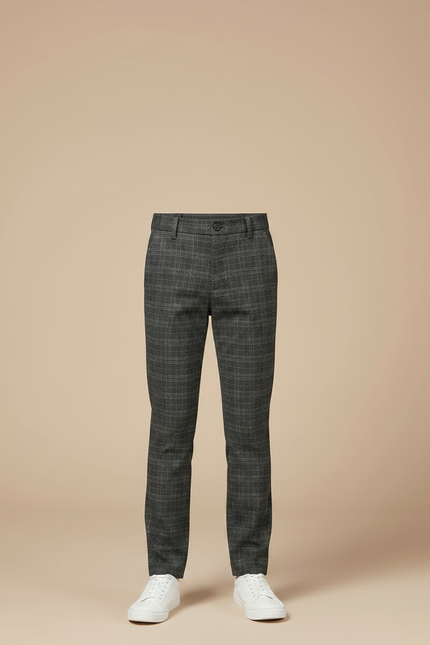 Pantalon Chino Carreaux Gris Slim Élégant Garçon - Tweed - vue 3