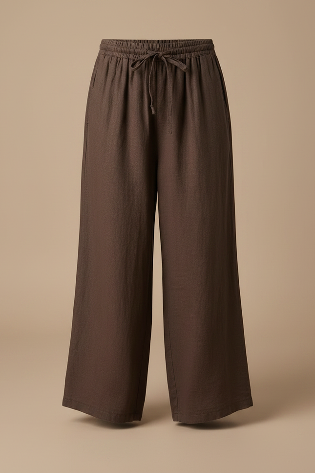 Pantalon Chino Marron Ample Lin Enfant Fille - vue 3