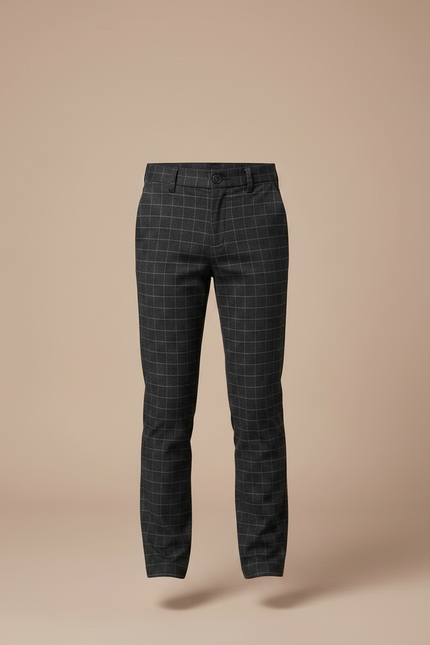 Pantalon Chino Carreaux Gris Slim Élégant Enfant - Gabardine - vue 3