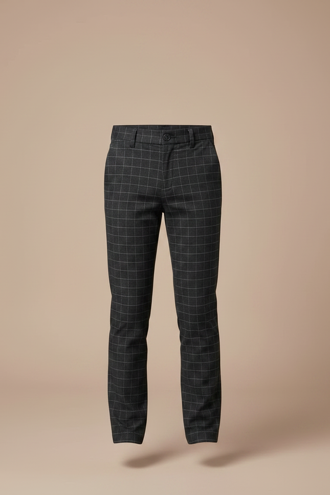 Pantalon Chino Carreaux Gris Slim Élégant Enfant - Gabardine - vue 3