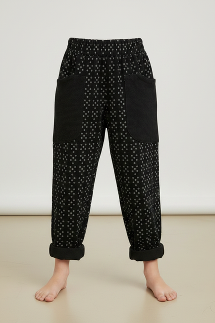 Pantalon Chino Noir Imprimé Ample Décontracté Enfant - Molleton - vue 3