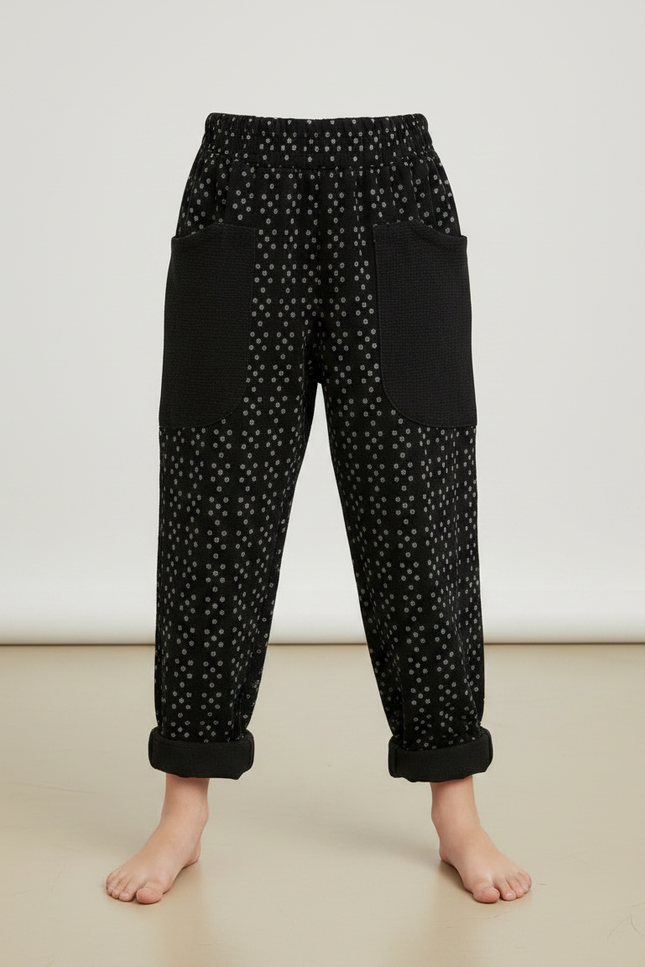 Pantalon Chino Noir Imprimé Ample Décontracté Enfant - Molleton - vue 3