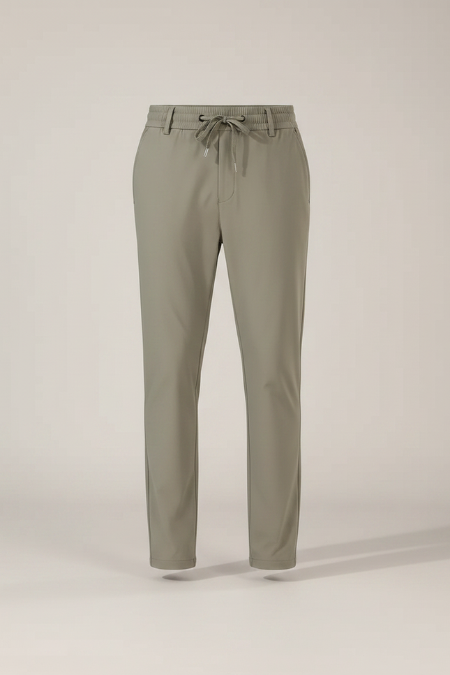 Pantalon Chino Kaki Cordon Élastique Confortable Droit - Polyester - vue 3