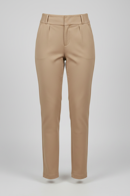 Pantalon Chino Beige Taille Haute Plissé Femme - Gabardine - vue 3