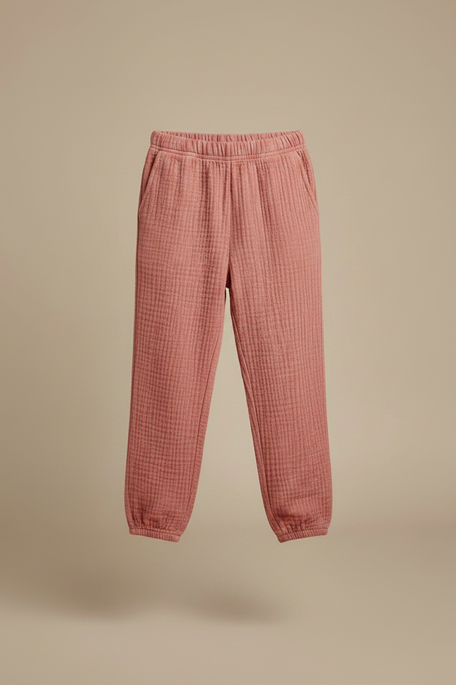 Pantalon Chino Rose Texturé Ample Enfant Décontracté - Maille - vue 3