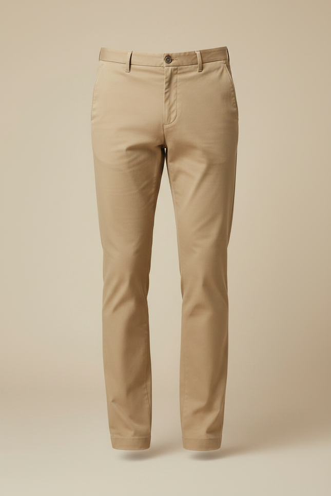 Pantalon Chino Beige Coton Droit Classique Homme - vue 3