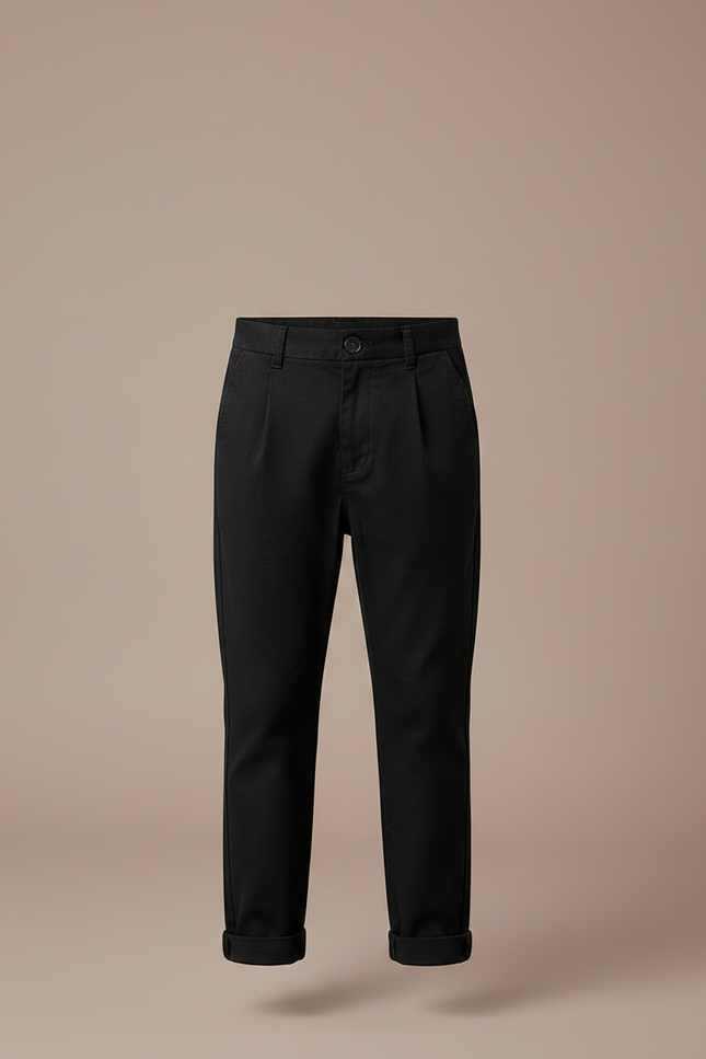 Pantalon Chino Noir Coton Plissé Garçon - vue 3