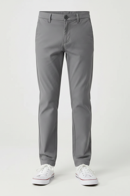 Pantalon Chino Gris Coton Stretch Slim Enfant - vue 3