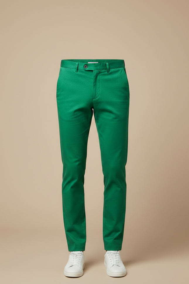 Pantalon Chino Vert Homme Slim Coton Décontracté Élégant - vue 3
