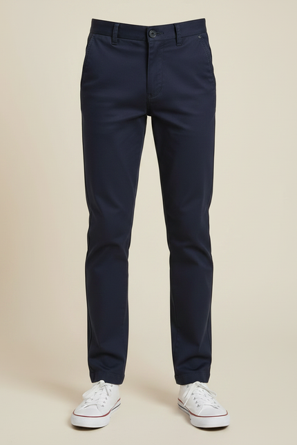 Pantalon Chino Bleu Marine Slim Coton Enfant - vue 3