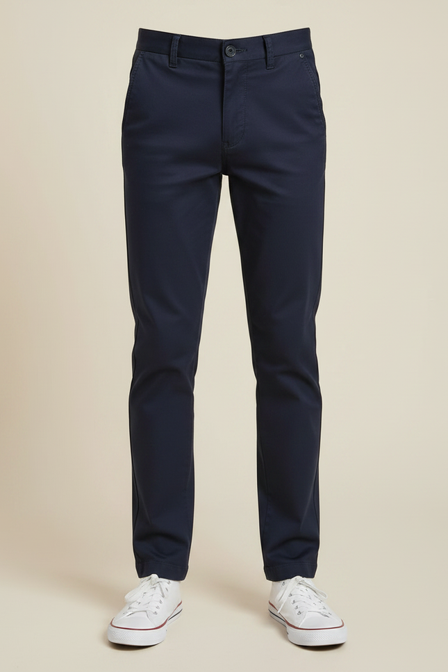 Pantalon Chino Bleu Marine Slim Coton Enfant - vue 3