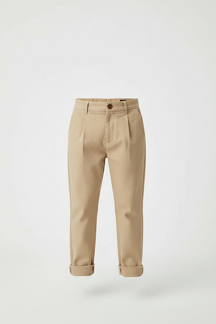 Pantalon Chino Kaki Plissé Décontracté Garçon Coton - vue 3