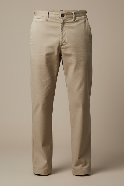 Pantalon Chino Kaki Coton Décontracté Coupe Droite Homme - vue 3